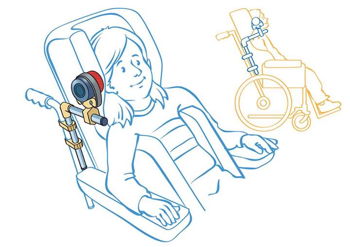Casque audio integre a un fauteuil roulant
