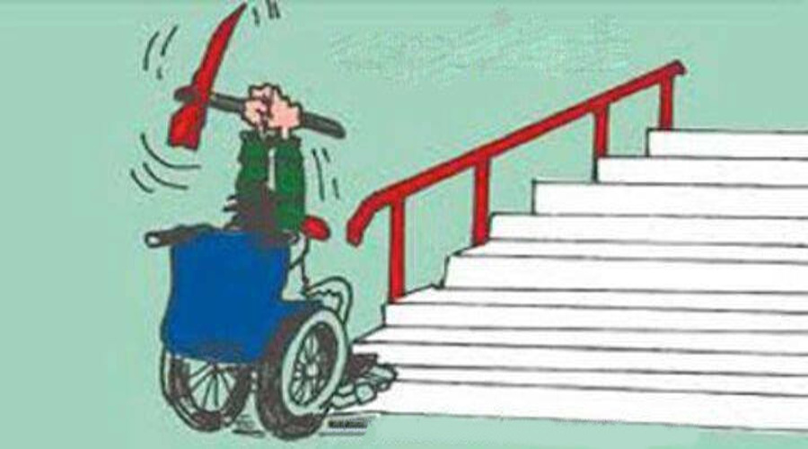 Fichus escaliers... un homme en fauteuil roulant dÃ©cide de prendre le marteau piqueur pour aplatir tout Ã§a