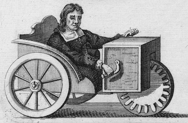 Stephan Farffler (1633-1689), horloger Ã  Nuremberg, probablement paraplÃ©gique ou amputÃ© et inventeur du premier fauteuil roulant autopropulsÃ©
