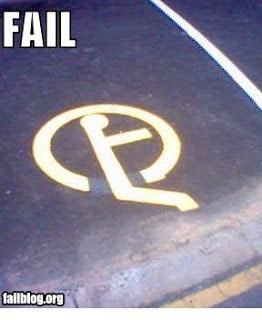 Le symbole des personnes handicapes.. un rond, une tte, un trait, une barre, un roue.. mais dans quel ordre ?